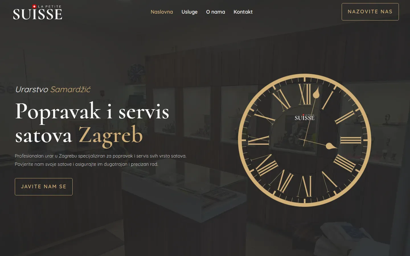 Naslovnica web stranice: Urarstvo Samardžić